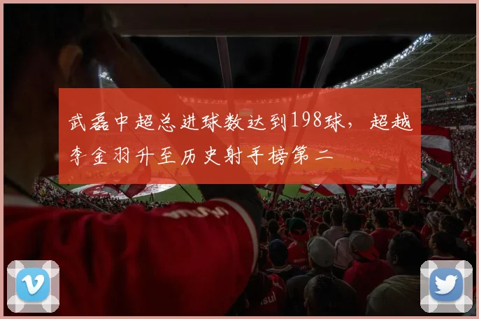 武磊中超总进球数达到198球，超越李金羽升至历史射手榜第二